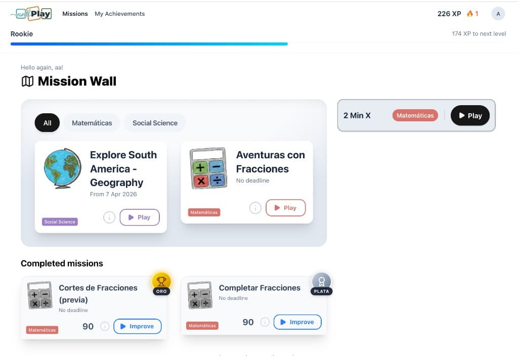 Vista del estudiante (andPlay)